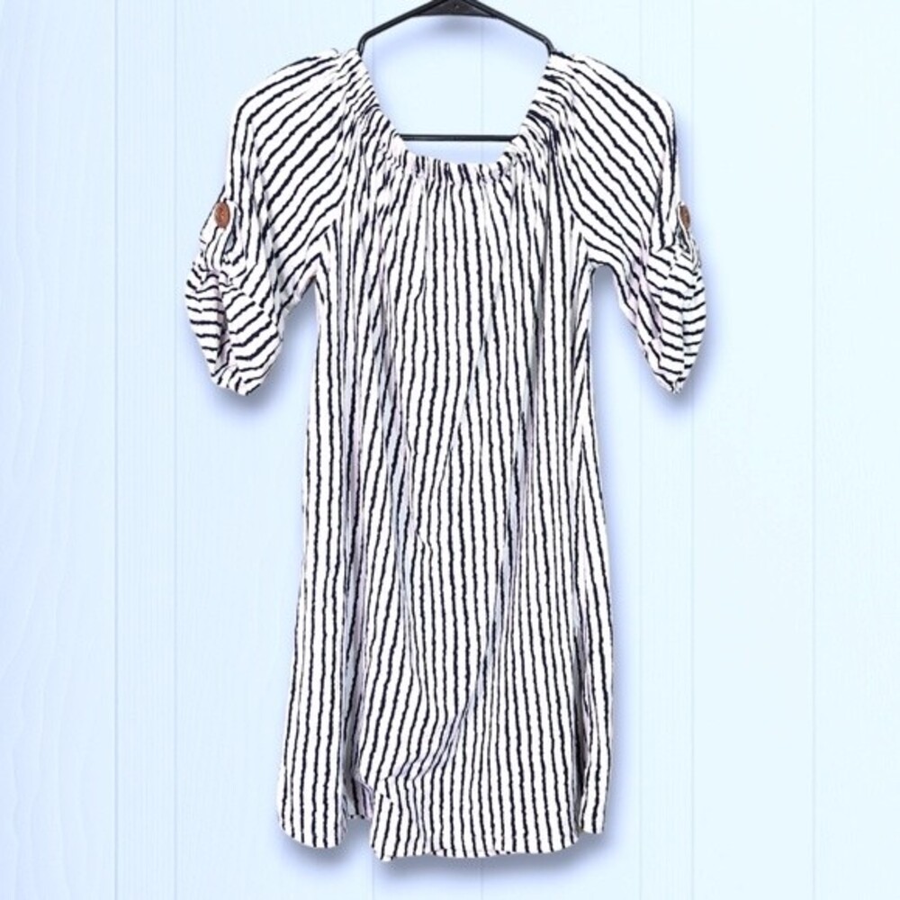 J for Justify Navy and White Striped Dress Size Medium - Picture 2 of 4